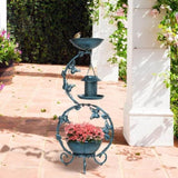 ZUN 37.8 inch Bird Bath and Solar Bird Feeders Combo with Flower Planter Pedestal, Weather Resistant 30522581