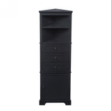 Black Triangle Tall Cabinet with 3 Drawers and Adjustable Shelves for Bathroom, Kitchen or Living 02825158