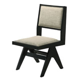 ZUN Contemporary Black Color 2pc Dining Side Chairs Light Gray Fabric Upholstered Chairs Arms Dining B011P286742