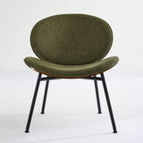Mid-Century Modern Shell Chair Single Side Chair Tripod,Green fabric Lounge Chair in Walnut Finish W1143P214256