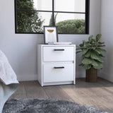 Nightstand 18"H , 2 Drawers with Metal Handles, White B097132931