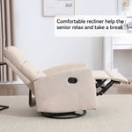 ZUN Manual Recliner Chair with Rocker and Swivel in Fabric for Living Room, Beige W1803P252280