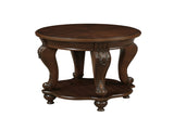 22'' Retro Round End Table,Solid Wood Sofa Side Table with Shelf,Living Room Corner Table Easy W1202P164015