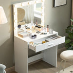 ZUN Vanity Desk with Mirror and Lights, Dressing Table with Large Drawer, 1 Level Storage Dresser & 3 84566565