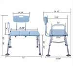 ZUN Medical Bathroom Safety Shower Tub Aluminium Alloy Bath Chair Transfer Bench with Back & Handle Blue 85785756