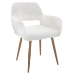 ZUN Dining Chairs with Faux Fur, Mid Century Side Chairs with Solid Painting Steel Leg for Dining Room 00840312