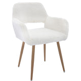 ZUN Dining Chairs with Faux Fur, Mid Century Side Chairs with Solid Painting Steel Leg for Dining Room 00840312