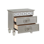 ZUN 2 Drawers Nightstand with Mirror Inlay Trim in Silver Finish B016P257235