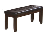 1Pc Modern Bench with Leather-Look Seat Tufted Upholstery Tapered Wood Legs Bedroom Living Room B011119817