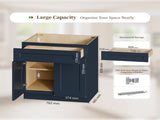 30" Navy Blue Shaker Base Cabinet with Soft-Close Door,Drawer,Space-Saving Solid Wood Unit with T2950P479981