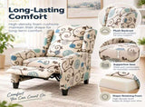 Floral Print push-back Recliner Chair, Upholstered Wingback Accent Chair with Padded Arms and Wooden B2766P587919