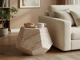 Outdoor/Indoor Lightweight Concrete Side Table,Hexagonal Round Travertine Accent Table N773P253775Z