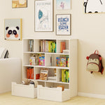 ZUN Toy Storage Organizer with 2 Movable Drawers, Multi-Functional 7 Shelf Kids Bookcase with 2 Hooks, W282P196031