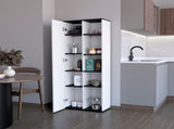White and Black 1-Door Multistorage Kitchen Pantry B062P175070