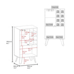 ZUN Bar Cabinet 43.1" H, with 2 Doors, 9 Shelves, and 1 Glass Panel, White Washed Oak B097P250849