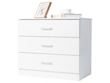 3-Drawer Tall Cabinet Particleboard Bedside Table with Textured Melamine Finish White 32152387