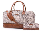 Canvas Weekender Bag, Overnight Travel Carry On Duffel with Shoe Pouch and Toiletry Bag 21744342