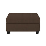 Modern Living Room 1pc Storage Ottoman Tufted Top Brown Fabric Upholstery Solid Wood Furniture B011P188456