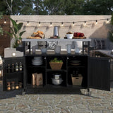 K&K Outdoor Kitchen Island, Rolling Bar Cart & Storage Cabinet, Farmhouse Solid Wood Outdoor Grill N707P235043B