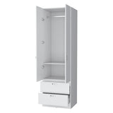 White 2-Door 2-Drawer Wardrobe B062P205246