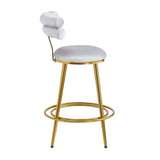 27.65'' Modern Counter Stools Set of 2,Light gray velvet Counter Stools with iron Frame,Soft back N780P194940W