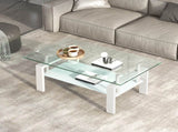 Tempered Clear Glass Coffee Table, 2-Layers Coffee Table Living Room Center Table W1718120236