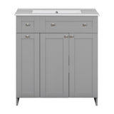 ZUN 30-Inch Grey Bathroom Vanity with Ceramic Sink Combo, Abundant Storage Cabinet - 2 Soft-close Doors WF532032AAE