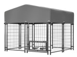 Outdoor Dog Kennel 4.23'x3.83'x4.83' with Roof, Heavy Duty Welded Wire Crate, All-Weather Protection 43943616