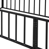 ZUN Twin Size Metal Floor Bed Frame with Fence and Door, Black 72444433