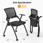 ZUN 2 Pack Stackable Conference Room Chairs with Wheels, Folding Office Chair with Rebound Back, Padded 67372480