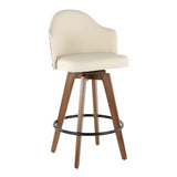 Ahoy Mid-Century Counter Stool in Walnut and Cream Faux Leather by LumiSource B202P222358