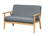 ZUN Mid-Century Modern 1pc Natural Finish Solid Wood Loveseat Gray Linen Upholstery Couch Living Room B011P193973