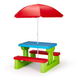 Kids Outdoor Table and Chair Sets with Removable Umbrella, Kids Picnic Table for Backyard Garden 70782072