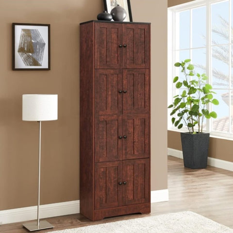 ZUN Tall Storage Cabinet with 8 Doors and 4 Shelves, Wall Storage Cabinet for Living Room, Kitchen, W1693111252