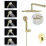 ZUN 10" Rain Shower Head Systems, Dual Shower Heads, Gold,Wall Mounted shower W1243136670