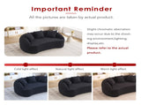 LY-049S Curved Modern Boneless Sofa Loveseat, Backrest Upgrade, 2-Seater Black Chenille Compression W2231P402442