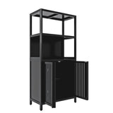 Black bamboo storage cabinet, separate bathroom cabinet with 2 doors, floor cabinet organizer for W2207P327620