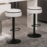 Round Storage Bar Stool Set of 2, Off White Linen Height Adjustable Barstool, 360&degCounter Height W2200P196801