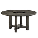 ZUN 1pc Transitional Round Table with Lazy Susan Dark Brown Finish Single Pedestal Wooden Dining Room B011P207874