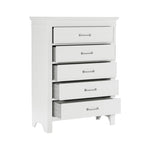 ZUN 5 Drawers White Finish Chest Transitional Style Wooden Bedroom Furniture 1pc B011P220618