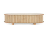 MDF ELEGANT LONG OVAL STORAGE SIDE TABLE WITH RETRO CHARM, NATURAL COLOR N770P281568N