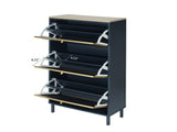 3 Metal Door Shoe Rack, Freestanding Modern Shoe Storage Cabinet, Metal rattan, for Entryway W68849315