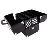 ZUN SM-2083 Aluminum Alloy Makeup Train Case Jewelry Box Organizer Black 14313615