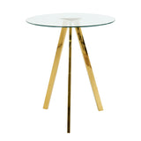 Modern Kitchen Glass dining table ROUND Tempered Glass 31.5" BAR Table top,Clear BAR Table Metal GL-W210P195510