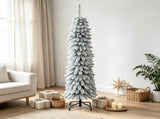 5ft Slim Pencil Artificial Christmas Tree Snow-Flocked Xmas Tree with 301 Lifelike Branch Tips, 52683868