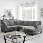 ZUN [New] 108*85.5" Modern U Shape Sectional Sofa, 7 Seat Fabric Sectional Sofa Set 97604557