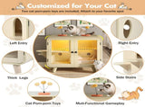 Cat Hidden Litter Box Enclosure with RGB LED Light, Cat House with Stairs and Cat Pom-pom Toys for N704P419240A