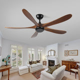 62 Inch wood Ceiling Fan no light with Remote Control, Low Profile Ceiling Fan without W2352P306690