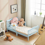 Single-layer vertical board with side guardrails, blue, 135*75*62.5cm, pine, children's wooden bed 60704776