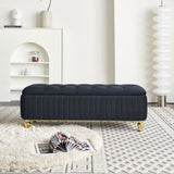47.24''W Storage Ottoman,Upholstered Velvet Fabric Storage Ottoman with Safety Hinge, gold W579P224706